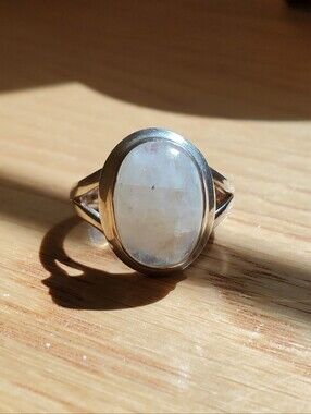 Sterling Silver Rainbow Moonstone Oval Ring